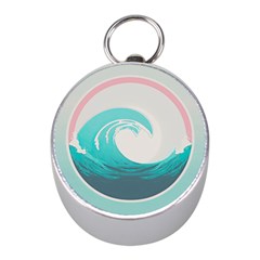 Tidal Wave Ocean Sea Tsunami Wave Minimalist Mini Silver Compasses by Pakemis