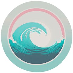 Tidal Wave Ocean Sea Tsunami Wave Minimalist Wooden Puzzle Round by Pakemis