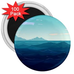 Ai Generated Ocean Waves Sea Water Nautical 3  Magnets (100 Pack) by Pakemis