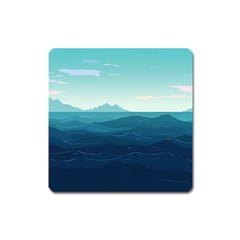 Ai Generated Ocean Waves Sea Water Nautical Square Magnet by Pakemis