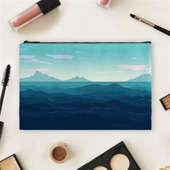 Ai Generated Ocean Waves Sea Water Nautical Cosmetic Bag (large) by Pakemis