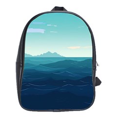 Ai Generated Ocean Waves Sea Water Nautical School Bag (large) by Pakemis