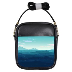 Ai Generated Ocean Waves Sea Water Nautical Girls Sling Bag by Pakemis