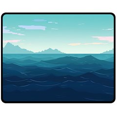 Ai Generated Ocean Waves Sea Water Nautical One Side Fleece Blanket (medium) by Pakemis