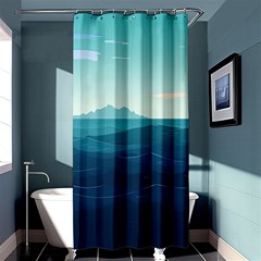 Ai Generated Ocean Waves Sea Water Nautical Shower Curtain 36  X 72  (stall)  by Pakemis