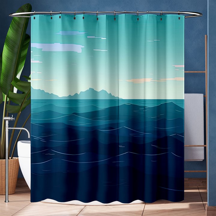 Ai Generated Ocean Waves Sea Water Nautical Shower Curtain 60  x 72  (Medium) 