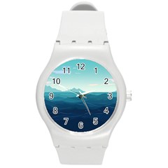 Ai Generated Ocean Waves Sea Water Nautical Round Plastic Sport Watch (m) by Pakemis