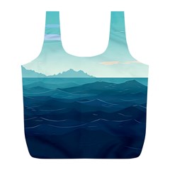 Ai Generated Ocean Waves Sea Water Nautical Full Print Recycle Bag (l)