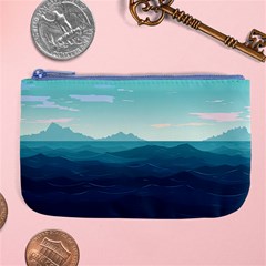 Ai Generated Ocean Waves Sea Water Nautical Large Coin Purse by Pakemis