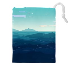 Ai Generated Ocean Waves Sea Water Nautical Drawstring Pouch (5xl) by Pakemis