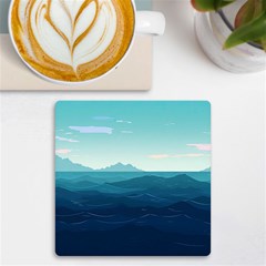 Ai Generated Ocean Waves Sea Water Nautical Uv Print Square Tile Coaster  by Pakemis