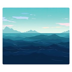 Ai Generated Ocean Waves Sea Water Nautical One Side Premium Plush Fleece Blanket (small) by Pakemis