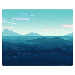 Ai Generated Ocean Waves Sea Water Nautical One Side Premium Plush Fleece Blanket (medium) by Pakemis