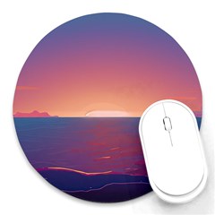 Sunset Ocean Beach Water Tropical Island Vacation Nature Round Mousepad by Pakemis