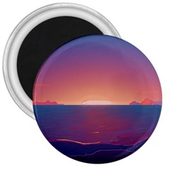 Sunset Ocean Beach Water Tropical Island Vacation Nature 3  Magnets by Pakemis