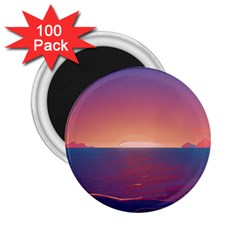 Sunset Ocean Beach Water Tropical Island Vacation Nature 2 25  Magnets (100 Pack)  by Pakemis