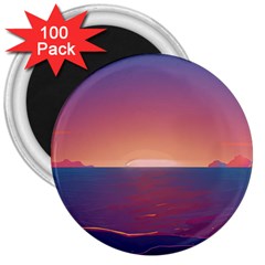 Sunset Ocean Beach Water Tropical Island Vacation Nature 3  Magnets (100 Pack) by Pakemis