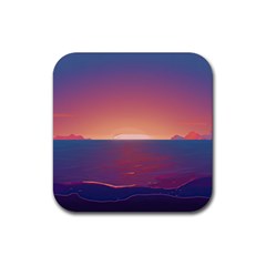 Sunset Ocean Beach Water Tropical Island Vacation Nature Rubber Coaster (square) by Pakemis