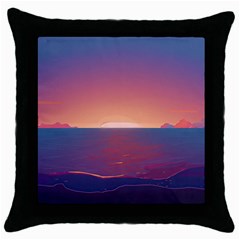 Sunset Ocean Beach Water Tropical Island Vacation Nature Throw Pillow Case (black) by Pakemis