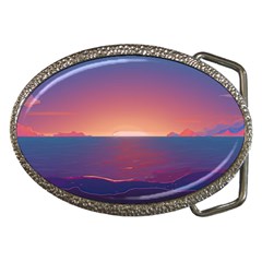 Sunset Ocean Beach Water Tropical Island Vacation Nature Belt Buckles by Pakemis