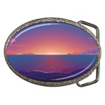 Sunset Ocean Beach Water Tropical Island Vacation Nature Belt Buckles Front