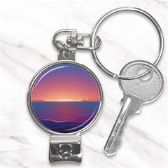 Sunset Ocean Beach Water Tropical Island Vacation Nature Nail Clippers Key Chain by Pakemis