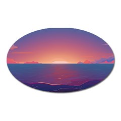 Sunset Ocean Beach Water Tropical Island Vacation Nature Oval Magnet by Pakemis