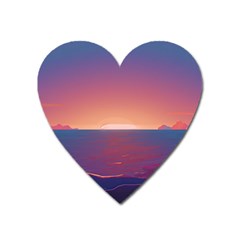 Sunset Ocean Beach Water Tropical Island Vacation Nature Heart Magnet by Pakemis