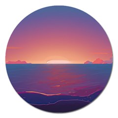 Sunset Ocean Beach Water Tropical Island Vacation Nature Magnet 5  (round) by Pakemis