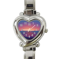 Sunset Ocean Beach Water Tropical Island Vacation Nature Heart Italian Charm Watch by Pakemis