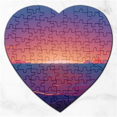 Sunset Ocean Beach Water Tropical Island Vacation Nature Jigsaw Puzzle (heart) by Pakemis