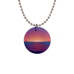 Sunset Ocean Beach Water Tropical Island Vacation Nature 1  Button Necklace by Pakemis