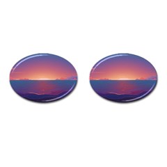 Sunset Ocean Beach Water Tropical Island Vacation Nature Cufflinks (oval) by Pakemis