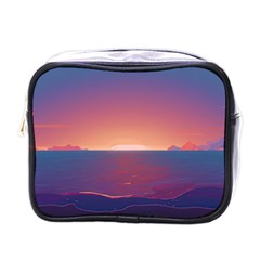 Sunset Ocean Beach Water Tropical Island Vacation Nature Mini Toiletries Bag (one Side) by Pakemis