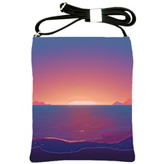 Sunset Ocean Beach Water Tropical Island Vacation Nature Shoulder Sling Bag by Pakemis