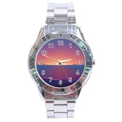 Sunset Ocean Beach Water Tropical Island Vacation Nature Stainless Steel Analogue Watch by Pakemis