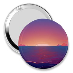 Sunset Ocean Beach Water Tropical Island Vacation Nature 3  Handbag Mirrors by Pakemis