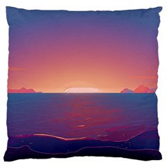 Sunset Ocean Beach Water Tropical Island Vacation Nature Large Premium Plush Fleece Cushion Case (one Side) by Pakemis