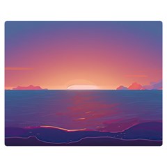 Sunset Ocean Beach Water Tropical Island Vacation Nature Premium Plush Fleece Blanket (medium) by Pakemis