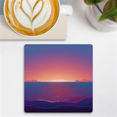 Sunset Ocean Beach Water Tropical Island Vacation Nature Uv Print Square Tile Coaster  by Pakemis