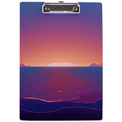 Sunset Ocean Beach Water Tropical Island Vacation Nature A4 Acrylic Clipboard by Pakemis