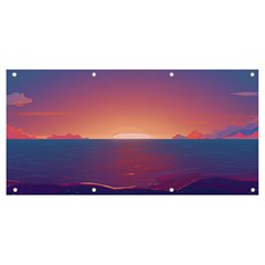 Sunset Ocean Beach Water Tropical Island Vacation Nature Banner And Sign 8  X 4  by Pakemis