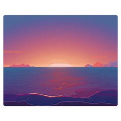 Sunset Ocean Beach Water Tropical Island Vacation Nature One Side Premium Plush Fleece Blanket (medium) by Pakemis