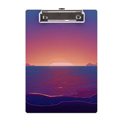 Sunset Ocean Beach Water Tropical Island Vacation Nature A5 Acrylic Clipboard by Pakemis