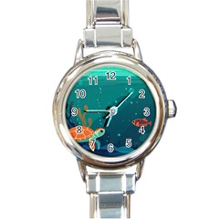 Ai Generated Ocean Sea Fish Aquatic Water Nature 5 Round Italian Charm Watch by Pakemis