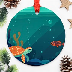 Ai Generated Ocean Sea Fish Aquatic Water Nature 5 Ornament (round) by Pakemis