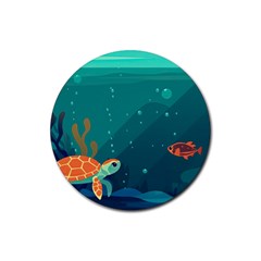 Ai Generated Ocean Sea Fish Aquatic Water Nature 5 Rubber Coaster (round) by Pakemis