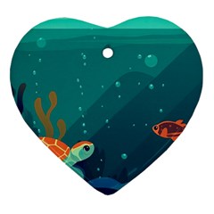 Ai Generated Ocean Sea Fish Aquatic Water Nature 5 Heart Ornament (two Sides) by Pakemis