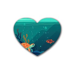 Ai Generated Ocean Sea Fish Aquatic Water Nature 5 Rubber Coaster (heart) by Pakemis