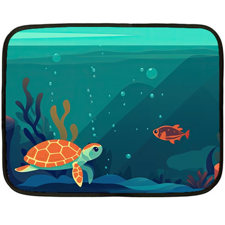 Ai Generated Ocean Sea Fish Aquatic Water Nature 5 Fleece Blanket (Mini)